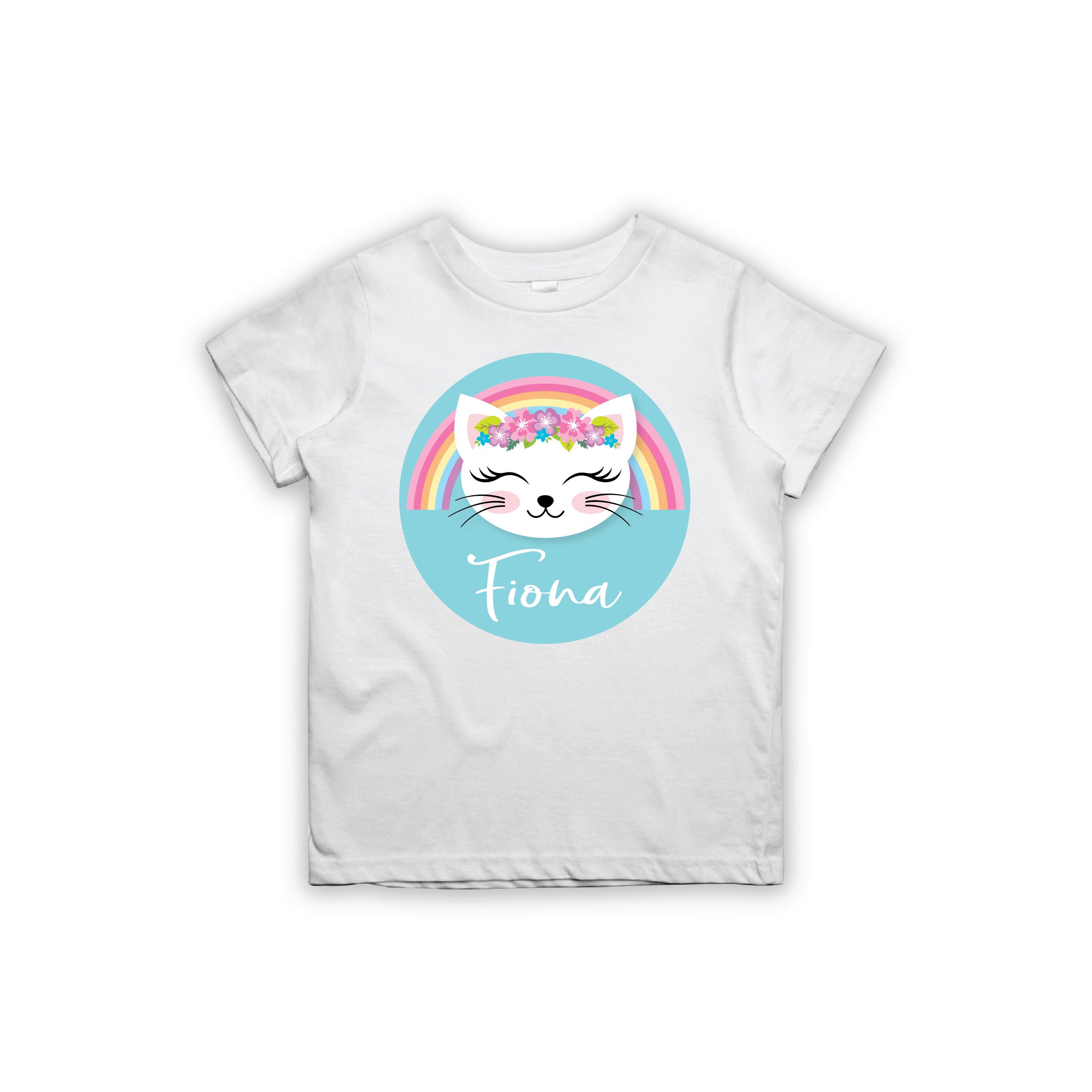 Cat Rainbow TShirt Design, Personalized Printable Cat Rainbow Ironon