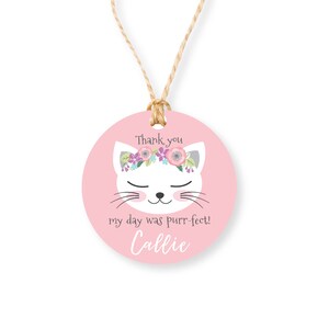 Kitten Party Favor Tags, Kitty, Cat Birthday Thank You Tag, Girl Printable Hang Tag, Cat birthday Gift Tag, Printable, Digital File