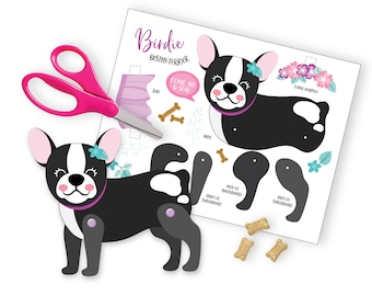 Articulated Boston Terrier Doll - Instant DIY Download - Paper dolls - DIY Paper Boston Terrier Doll