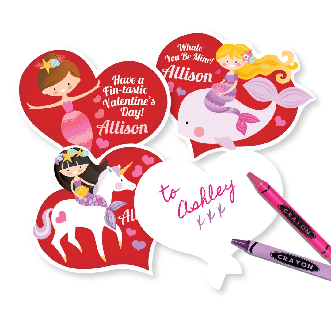 Mermaid Valentines Day Cards Printable DIY Card Classroom, Valentine ...
