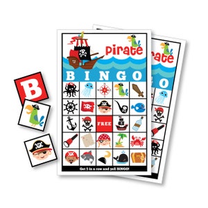 Pirate BINGO Game, 24 different bingo cards, Kid&#39;s Printable Bingo Game, Kids, Boys Pirate Party Game - Instant Download