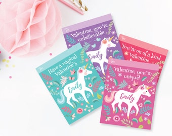 Unicorn Valentines Day Cards, printable DIY card classroom, Valentine printable custom text, print for kids classroom, Valentine's Unicorn