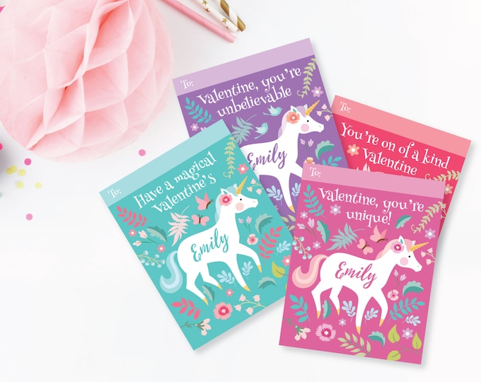 Unicorn Valentines Day Cards, printable DIY card classroom, Valentine printable custom text, print for kids classroom, Valentine's Unicorn