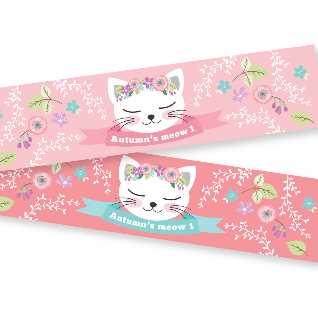 Kitten Cat Water Bottle Label Customized Printable DIY - Etsy