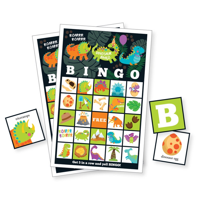 Juego de BINGO de dinosaurios, juego de fiesta de dinosaurios, juego de bingo imprimible para niños Juego de bingo para niños Dinosaurio, Juego de bingo Descarga instantánea imagen 1