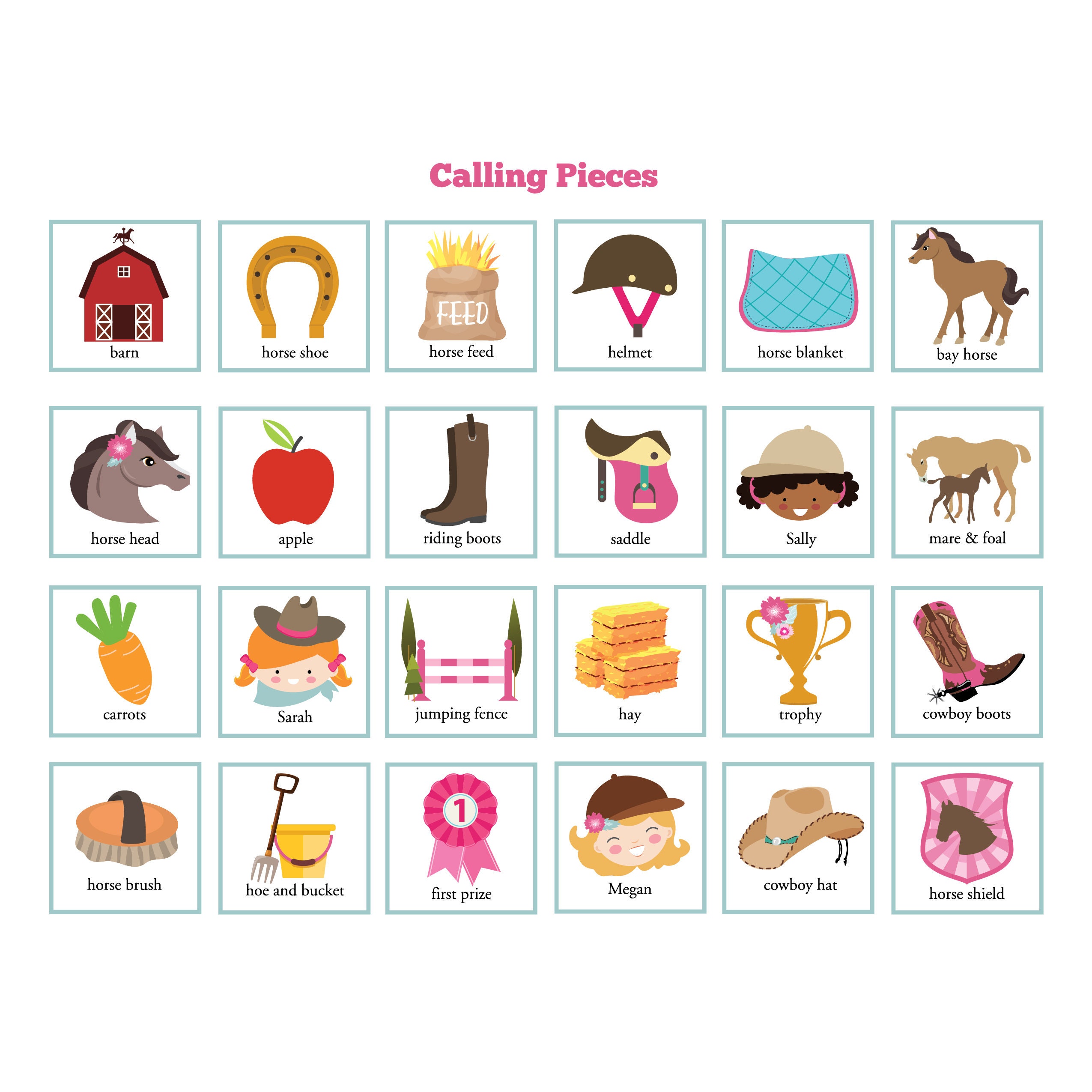 horse-bingo-game-24-different-bingo-cards-girl-s-pony-party-game