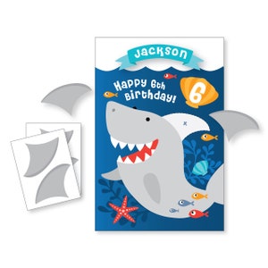 Pin the Fin on the Shark Party Game, DIY party game for boys, Printable, Custom Text, Digital Files, Pin the tail Game