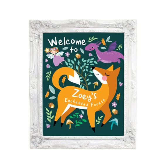 Enchanted Forest Welcome Sign Fox Fairy Dragon Party Sign | Etsy