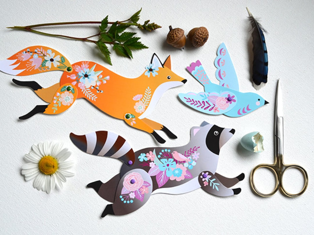 Articulated Paper Animals Instant DIY Download 4 Woodland - Etsy
