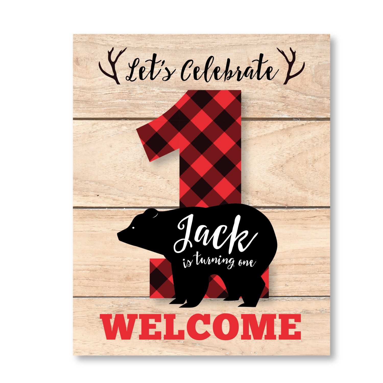 Boy's Lumberjack Party Welcome Sign Bear Buffalo Plaid - Etsy