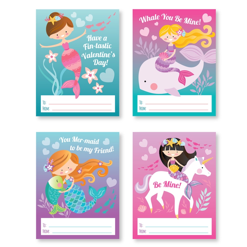 Mermaid Valentines Day Cards Printable DIY Card Classroom Etsy mermaid-valentines-day-cards-printable-diy-card-classroom-etsy