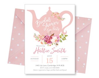 Tea Party Bridal Shower Invitation, Baby Shower Invite, Bride Luncheon, WE EDIT, You PRINT, Custom Text, Printable Digital File