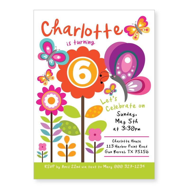 Butterfly Invitation, Flutter Party, WE EDIT, You PRINT, Custom Text, Printable Digital File image 2