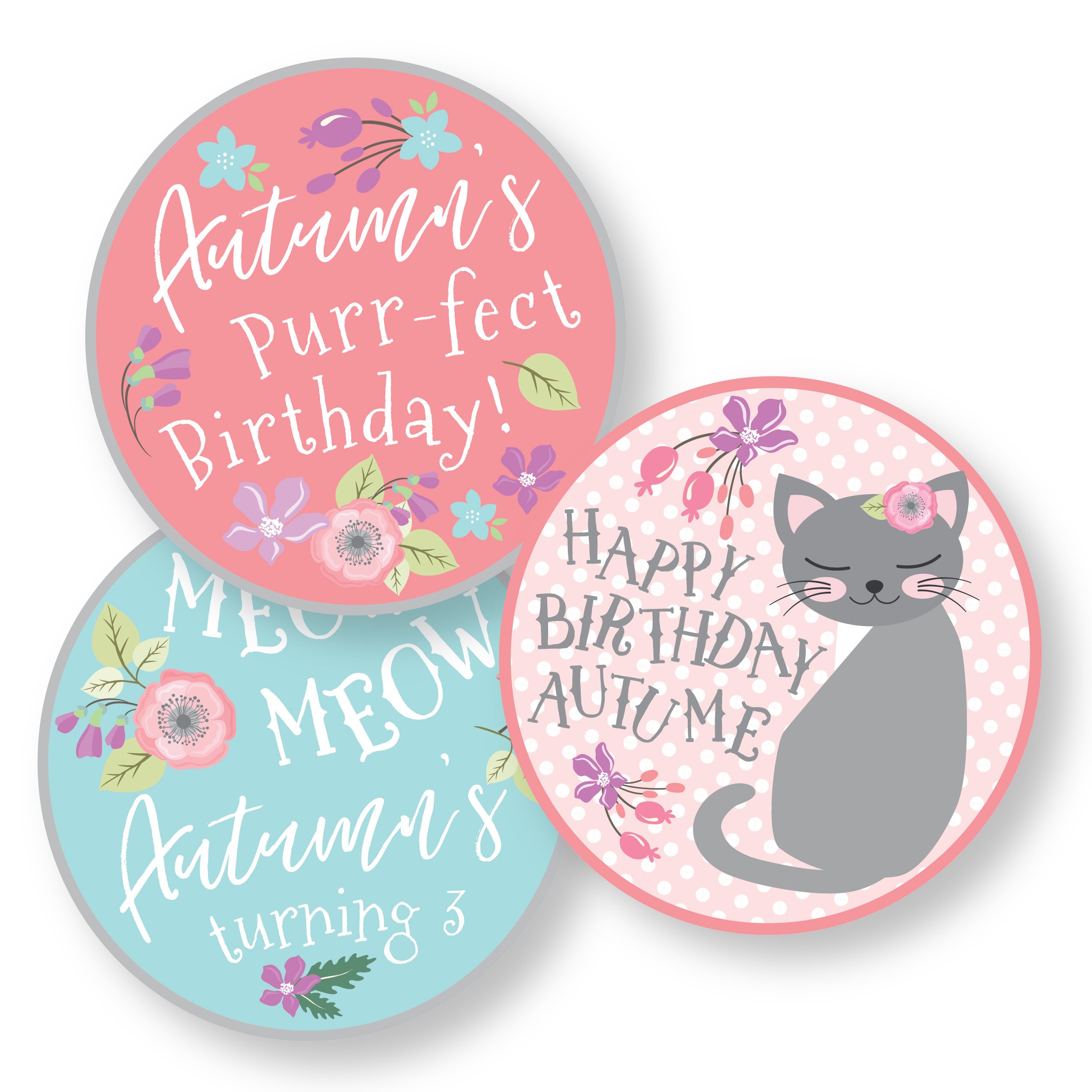 Meow Black Cat Pink Button - Home