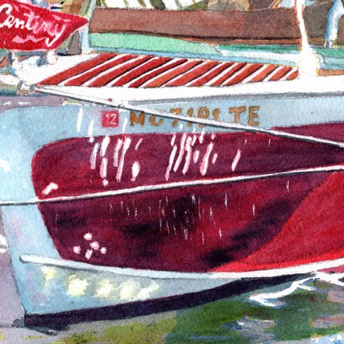 Wooden Boat Watercolors, Century Boat Art, Antique Boats, Wooden Boat Pictures, Prints by LeAnne shops Sowa
