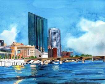Grand Rapids, Grand River, Michigan, Kent County, West Michigan, Watercolors of Grand Rapids