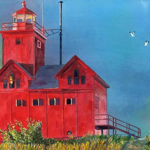 Holland Lighthouse, Sunset on Holland Lighthouse, Big Red, Michigan Lighthouse, Red Lighthouse, Great Lakes, Lake Michigan