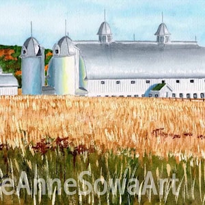 Barn Watercolor Print, Barn Watercolor Painting, Farm Watercolor Print, Farm Watercolor, Farm Painting Watercolor