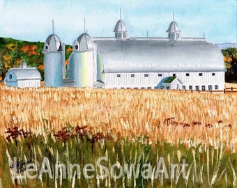 Barn Watercolor Print, Barn Watercolor Painting, Farm Watercolor Print, Farm Watercolor, Farm Painting Watercolor