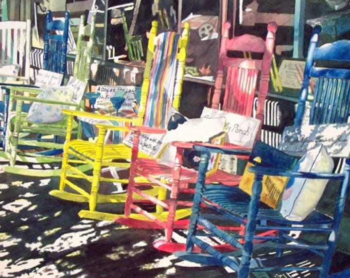 Watercolor, Chairs, Rocking Chair Prints, Rainbow Prints, Rainbow Color ...