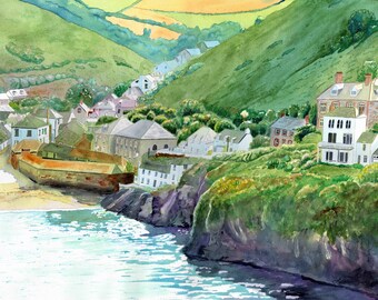 Port Isaac Original Watercolor, Cornwall painting, England, United Kingdom, Doc Martin, Port Wenn,