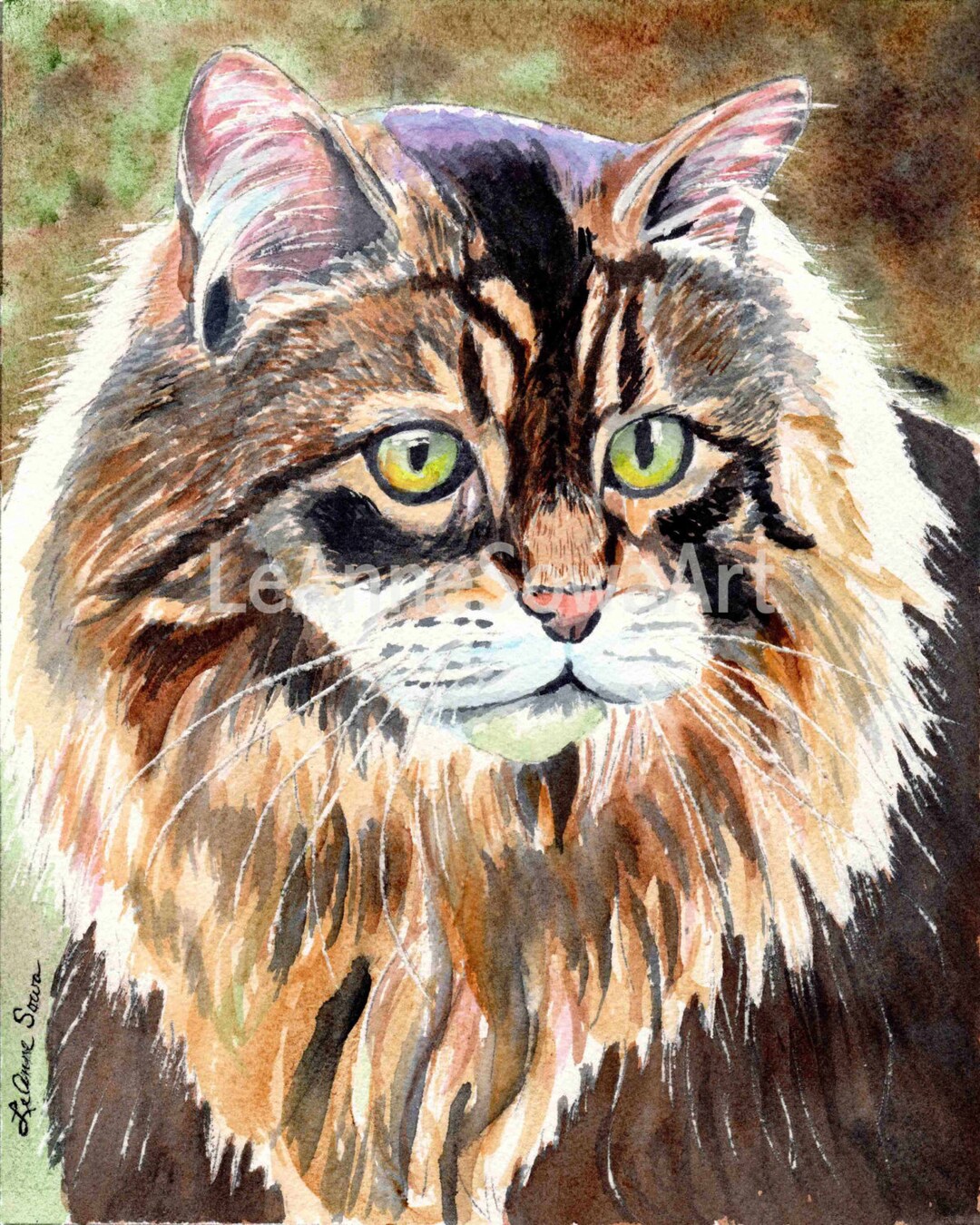 Maine Coon Cat Watercolor Painting, Original Cat Art - Etsy