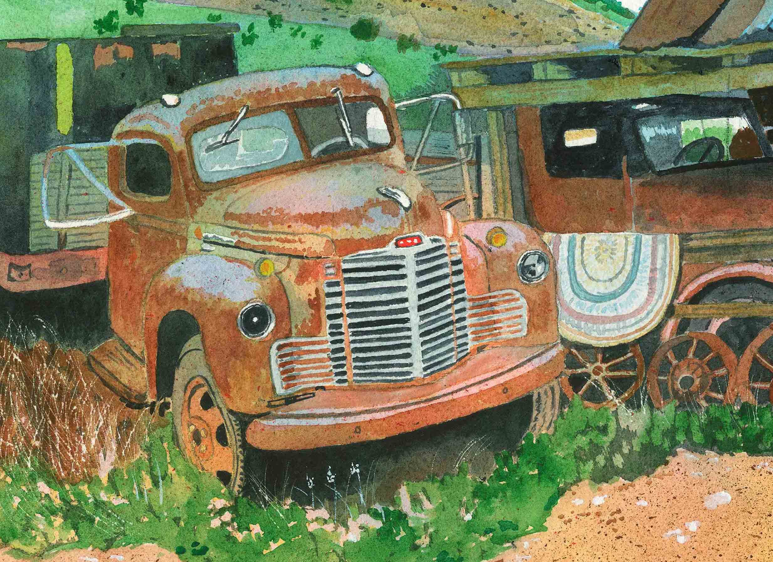Old Truck Prints, Old Truck Paintings,arizona Old Trucks, Jerome Gold Mine, Antique Trucks