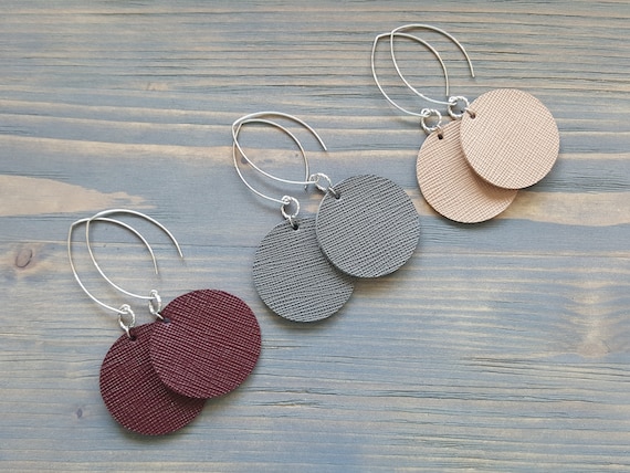 Large Leather Disk Earrings. Minimalist Earrings. Trendy Earrings. Statement Earrings. Big Circle Earrings. Leather Earrings. Boho Earrings.