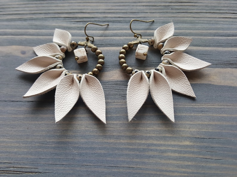 Leather Fringe Earrings Bohemian Hoop Earrings Boho Etsy UK