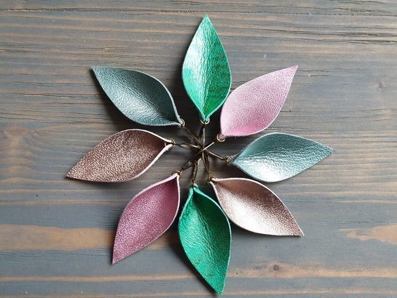 Leather Leaf Earrings, Distressed Leather Earrings, Metallic Leather Earrings, Small Leather leaf Earrings, Simple Earrings, Trendy Earrings