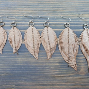 Leather feather earrings. Boho earrings. Bohemian earrings. Leather earrings. Dangle layered earrings. Native earrings. Western earrings. image 8