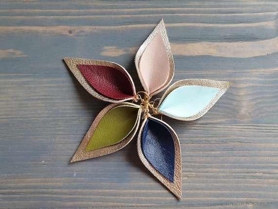 Leather Leaf Earrings, Genuine Leather Earrings, Leather Earrings, Double Leaf Earrings, Handmade Earrings, Lightweight Earrings