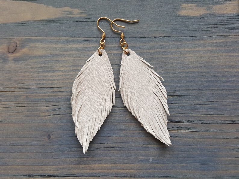 Handmade Earrings. Genuine Leather Earrings. Feather Earrings. Lightweight Earrings. Simple Earrings. Leather Feather Earrings. Boho Jewelry image 3