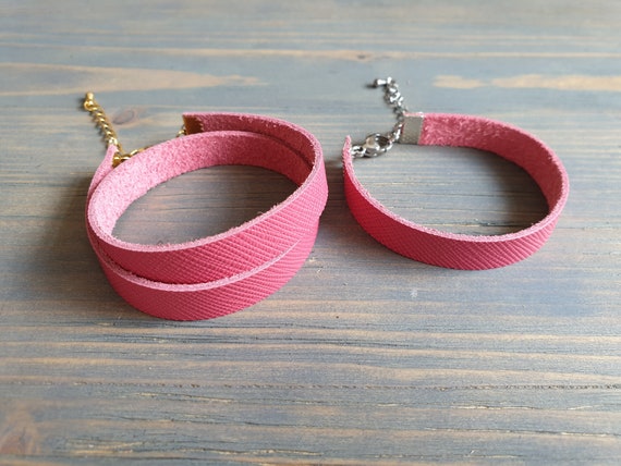 Leather Cuff Bracelet, Pink Leather Bracelet, Leather Wrap Bracelet, Bangle Bracelet, Leather Wristband, Pink Wrist Cuff Minimalist Bracelet