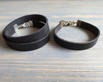 Black Leather Wrap Bracelet, Minimalist Bracelet, Leather Bracelet, Leather Cuff Bracelet, Leather Bangle Bracelet, Simple Leather Bracelet