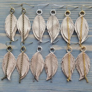 Leather feather earrings. Boho earrings. Bohemian earrings. Leather earrings. Dangle layered earrings. Native earrings. Western earrings. image 7