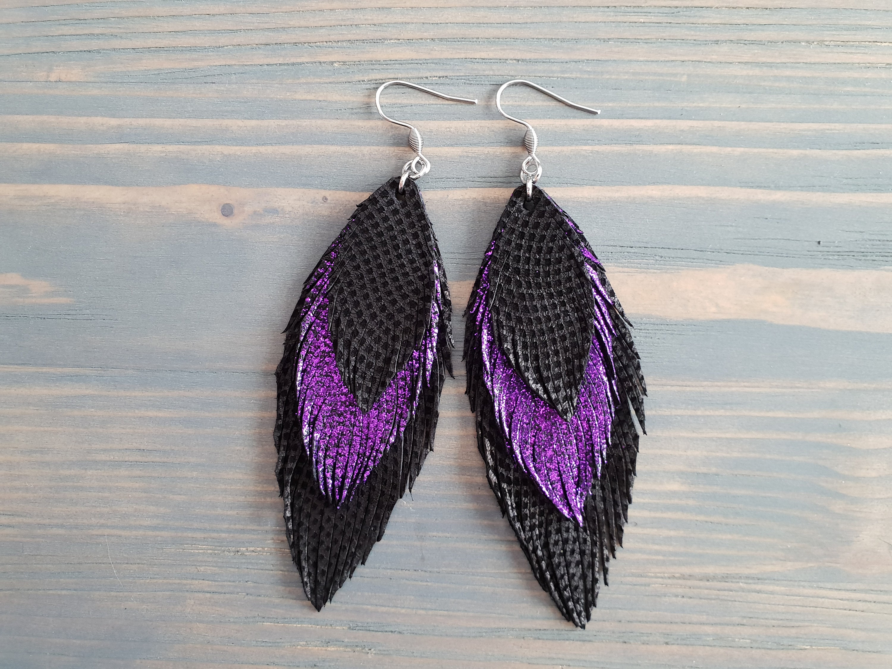 Download Layered Feather Earrings, Leather Earrings, Leather ...
