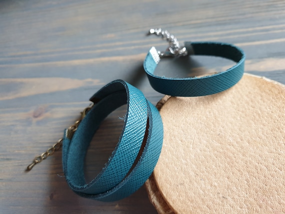 Leather Wrap Bracelet, Green Leather Bracelet, Leather Cuff, Green Bracelet, Leather Wristband, Bangle Bracelet, Green Minimalist Wrist Cuff