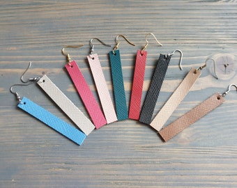 Leder Ohrringe, Bar Ohrringe, Leder Bar Ohrringe, Einfache Ohrringe, Leder Schmuck, Leichte Ohrringe, Lange Ohrringe, Echtes Leder