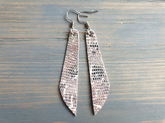 Leather Earrings, Bar Earrings, Leather Bar Earrings, Dangle Earrings, Genuine Leather Earrings, Surgical Steel Hook Earrings, Lightweight