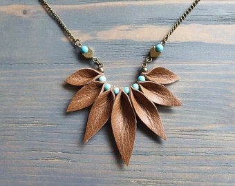 Bronze Turquoise Necklace, Boho Necklace, Boho Jewelry, Turquoise Jewelry, Bohemian Jewelry, Fashion Jewelry, Bohemian Statement Necklace.