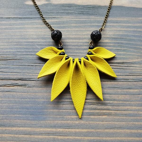 Bright Yellow Necklace Statement Jewelry Boho Necklace Gift For Her Boho Jewelry Bohemian Women's Necklace Statement Necklace Summer Jewelry