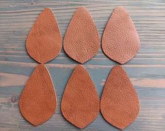 Echtleder Teardrop Die Cut. Große tropfenförmige Form. 3 Paar (6 Stück) Tropfen Ohrringe zur Herstellung von Ohrringen. Leder Schmuck Zubehör.