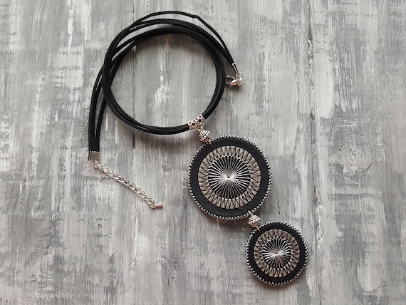 Tribal necklace. Statement necklace. Boho necklace. Boho choker. Leather necklace. Leather choker. Large pendant necklace. Bohemian necklace