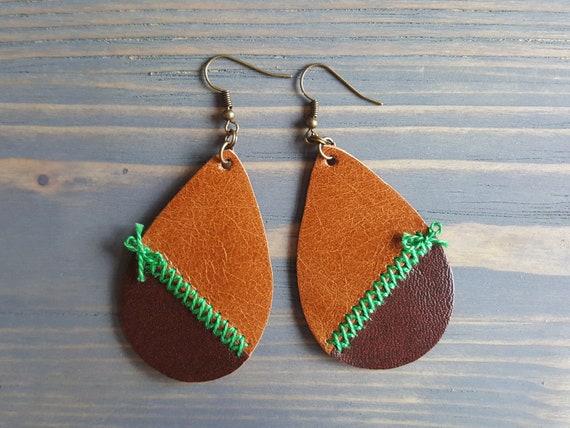 Leather Teardrop Earrings. Bohemian Earrings. Rustic Earrings. Boho Earrings. Genuine Leather Earrings. Trendy Earrings Lightweight Earrings