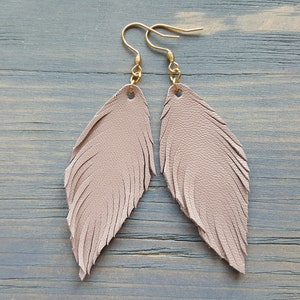 Handmade Earrings. Genuine Leather Earrings. Feather Earrings. Lightweight Earrings. Simple Earrings. Leather Feather Earrings. Boho Jewelry image 6