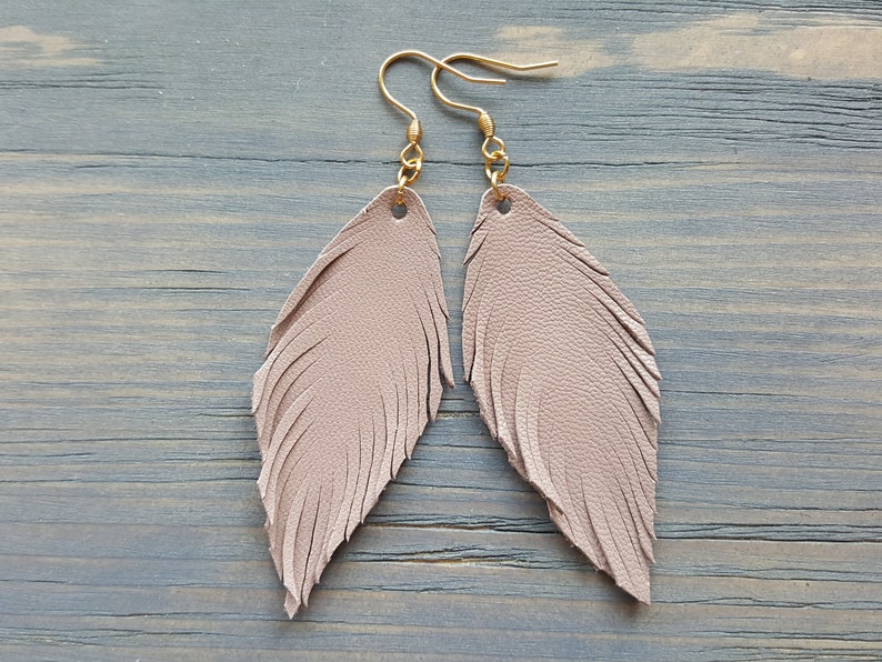 Handmade Earrings. Genuine Leather Earrings. Feather Earrings. Lightweight Earrings. Simple Earrings. Leather Feather Earrings. Boho Jewelry image 6