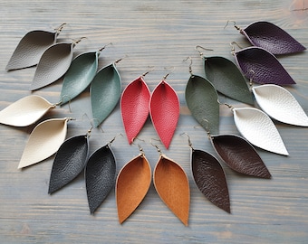 Large Leather Leaf Earrings. Leather Earrings. Boho Earrings. Rustic Leather Earrings. Bohemian Earrings. Western Earrings. Cowgirl Earrings