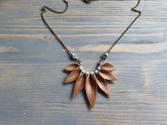 Bronze Turquoise Necklace Boho Necklace Boho Jewelry Turquoise
