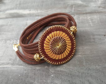 Brown Leather Bracelet Wrap Bracelet Layered Leather Bracelet Leather Cuff Bracelet Boho Wrap Bracelet Bohemian Bracelet Boho Jewelry